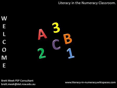 Literacy in the Numeracy Classroom. Brett Meek PSP Consultant