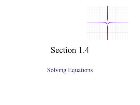 Section 1.4 Solving Equations. The Language of algebra provides a way to translate word expressions into mathematical equations 1)Write each equation.