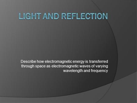 Describe how electromagnetic energy is transferred through space as electromagnetic waves of varying wavelength and frequency.