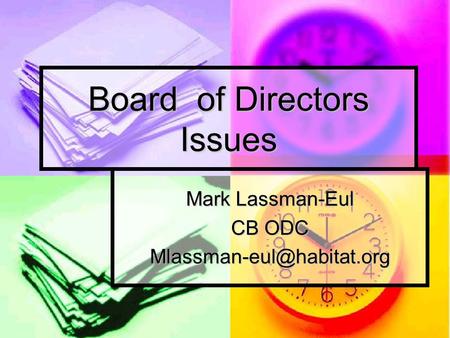 Board of Directors Issues Mark Lassman-Eul CB ODC