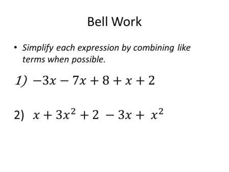 Bell Work −3