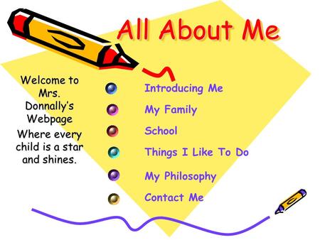 All About Me Welcome to Mrs. Donnally’s Webpage Introducing Me