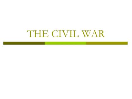 THE CIVIL WAR. FIRST SHOTS  March 1861-Pres. Lincoln takes office  7 states had already seceded  April 12, 1861-Shots at Fort Sumter in South Carolina.