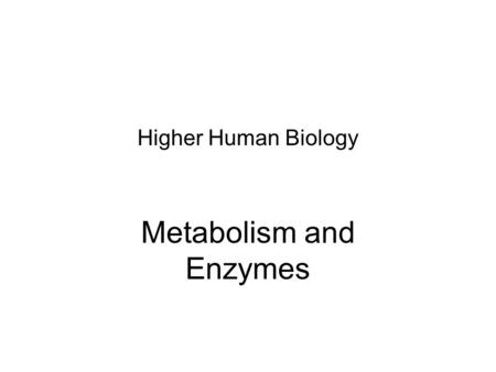 Metabolism and Enzymes