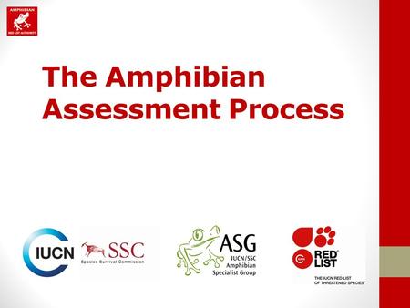 The Amphibian Assessment Process. Background to Amphibians on the IUCN Red List Global Amphibian Assessment (GAA) Partnership between IUCN, CI and NatureServe.