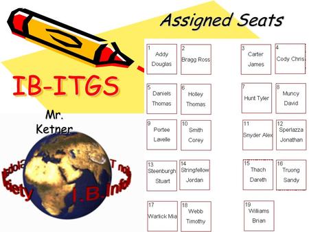 IB-ITGSIB-ITGS Mr. Ketner Assigned Seats. IB-ITGS Syllabus please get signed and return!