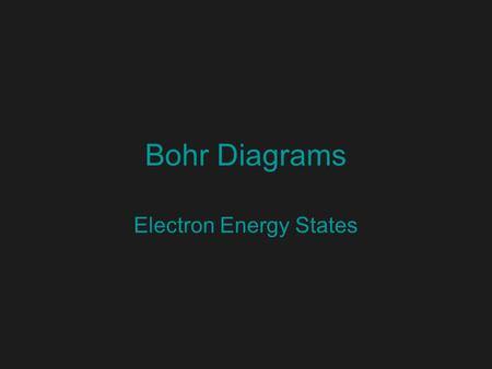 Bohr Diagrams Electron Energy States. Bohr Model Bohr - electrons in an atom can have only specific amounts of energy NEW idea! quantum number (n) assigned.