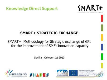Knowledge Direct Support SMART+ STRATEGIC EXCHANGE SMART+ Methodology for Strategic exchange of GPs for the improvement of SMEs innovation capacity Sevilla,