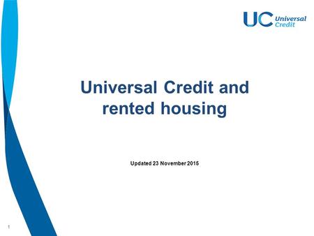 1 Universal Credit and rented housing Updated 23 November 2015.