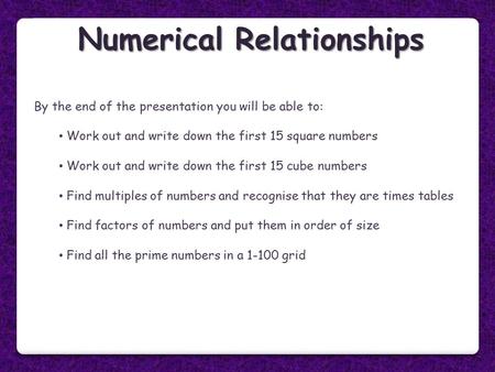 Numerical Relationships