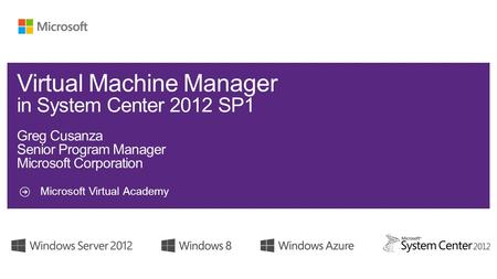 Microsoft Virtual Academy. System Center 2012 Virtual Machine Manager SQL Server Windows Server Manages Microsoft Hyper-V Server 2008 R2 Windows Server.