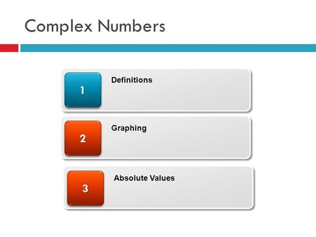 Complex Numbers 22 11 Definitions Graphing 33 Absolute Values.
