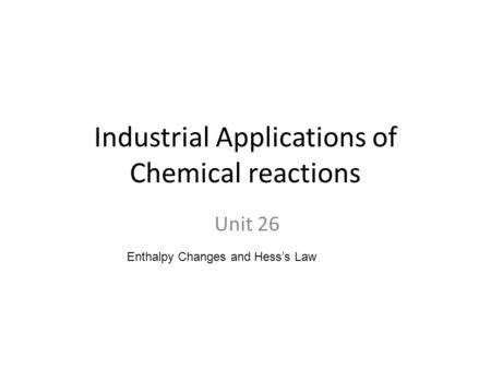 Industrial Applications of Chemical reactions