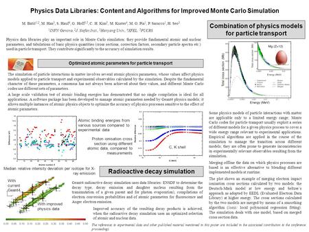 Physics Data Libraries: Content and Algorithms for Improved Monte Carlo Simulation Physics data libraries play an important role in Monte Carlo simulation: