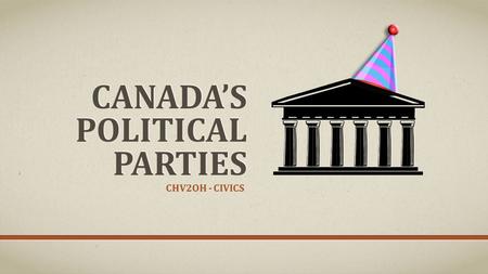CANADA’S POLITICAL PARTIES CHV2OH - CIVICS. CANADA’S MAJOR FEDERAL POLITICAL PARTIES NDP Bloc Quebecois Green Progressive Conservatives Liberal Conservatives.