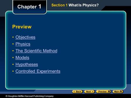 Chapter 1 Preview Objectives Physics The Scientific Method Models