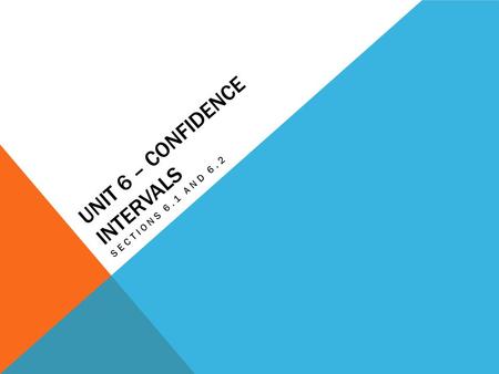 Unit 6 – confidence intervals
