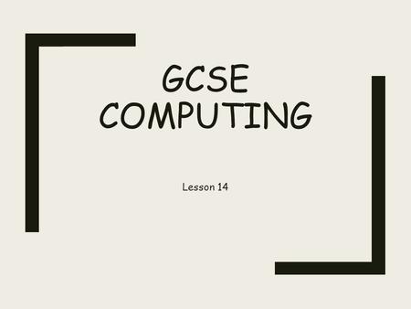 GCSE COMPUTING Lesson 14. Secondary Storage Starter Complete the sheet.