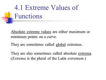 4.1 Extreme Values of Functions