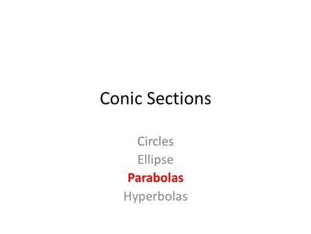 Circles Ellipse Parabolas Hyperbolas