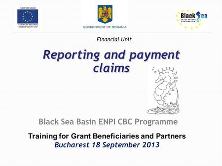 Reporting and payment claims Black Sea Basin ENPI CBC Programme Training for Grant Beneficiaries and Partners Bucharest 18 September 2013 Financial Unit.