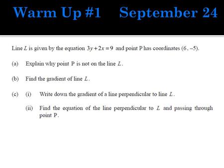 September 24 th, 2015 Questions?  In past years we studied systems of linear equations.  We learned three different methods to solve them.  Elimination,