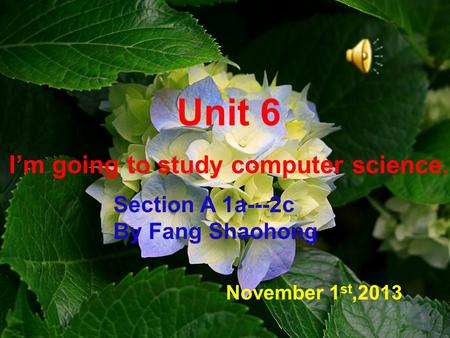 Unit 6 I’m going to study computer science. November 1 st,2013 Section A 1a---2c By Fang Shaohong.