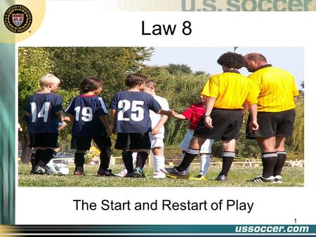 1 Law 8 The Start and Restart of Play. 2 At the end of this lesson the student will: Objectives demonstrate a properly dropped ball state the proper position.