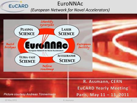 EuroNNAc (European Network for Novel Accelerators) 10 May 2011 R. Assmann1 Picture courtesy Andreas Tünnermann.