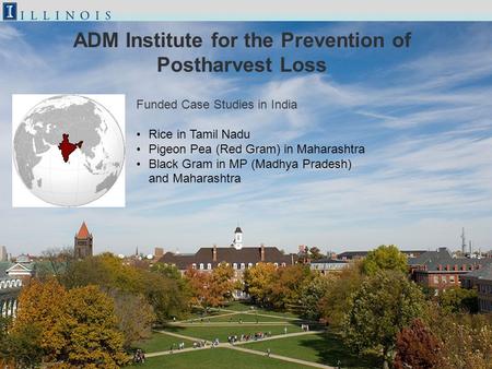 ADM Institute for the Prevention of Postharvest Loss Funded Case Studies in India Rice in Tamil Nadu Pigeon Pea (Red Gram) in Maharashtra Black Gram in.
