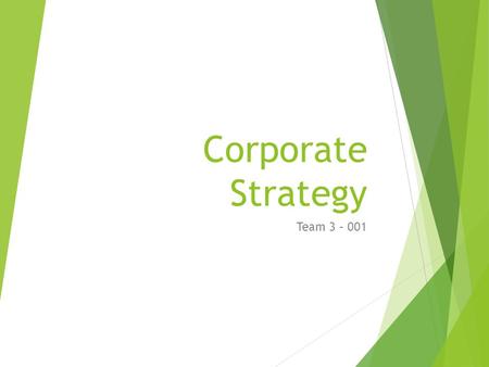 Corporate Strategy Team 3 – 001. Business Strategy  Competitive Advantage  How should we compete? Corporate Strategy  Industry Attractiveness  Scope.