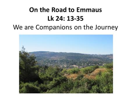 On the Road to Emmaus Lk 24: 13-35 We are Companions on the Journey.