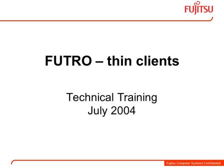Technical Training July 2004
