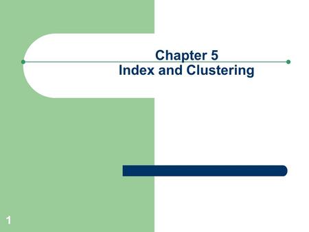Chapter 5 Index and Clustering