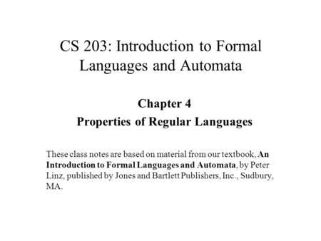 CS 203: Introduction to Formal Languages and Automata
