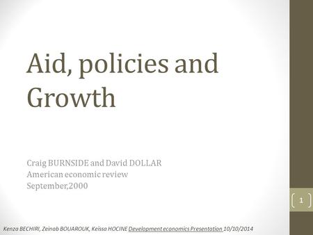 Aid, policies and Growth