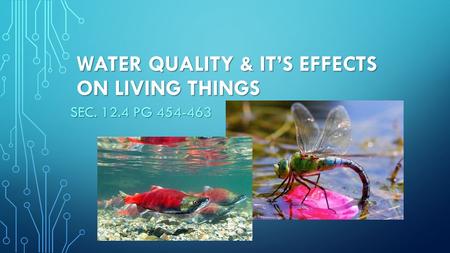 WATER QUALITY & IT’S EFFECTS ON LIVING THINGS SEC. 12.4 PG 454-463.