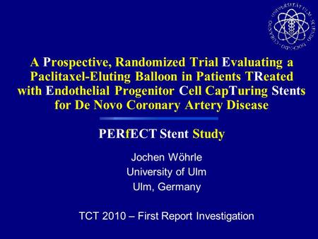 A Prospective, Randomized Trial Evaluating a Paclitaxel-Eluting Balloon in Patients TReated with Endothelial Progenitor Cell CapTuring Stents for De Novo.
