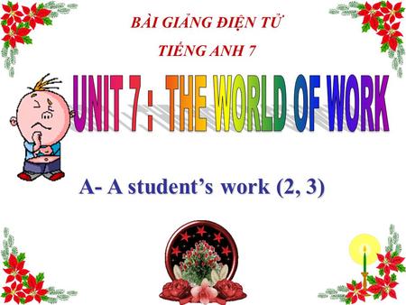 BÀI GIẢNG ĐIỆN TỬ TIẾNG ANH 7 A- A student’s work (2, 3)