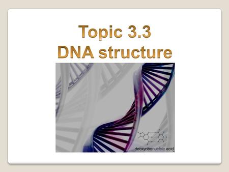 3.3.1 DNA Structure DNA is a polymer of Nucleotides 1.Sugar (5C) 2.Phosphate Group (C-5) 3.Nitrogenous Base (C-1) Phosphate Pentose Sugar Nitrogenous.