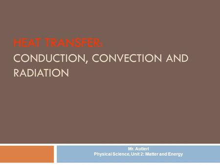 HEAT TRANSFER: CONDUCTION, CONVECTION AND RADIATION
