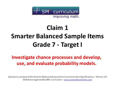 Claim 1 Smarter Balanced Sample Items Grade 7 - Target I