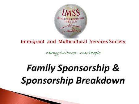 Immigrant and Multicultural Services Society Many Cultures…One People Family Sponsorship & Sponsorship Breakdown.