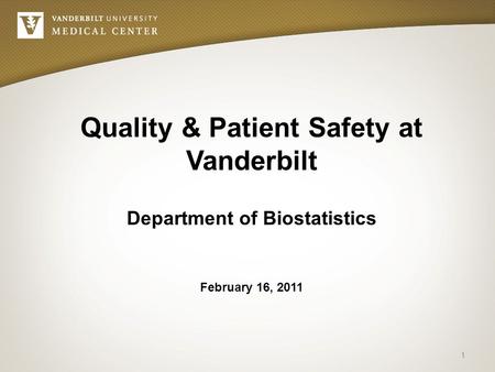 February 16, 2011 Quality & Patient Safety at Vanderbilt Department of Biostatistics 1.