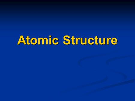 Atomic Structure. I. Atoms The atom is the basic unit of matter.