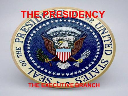 THE PRESIDENCY THE EXECUTIVE BRANCH. A. The President 1. The most powerful person in the world 2. Must be born in the US 3. Must be over 35 4. Must have.