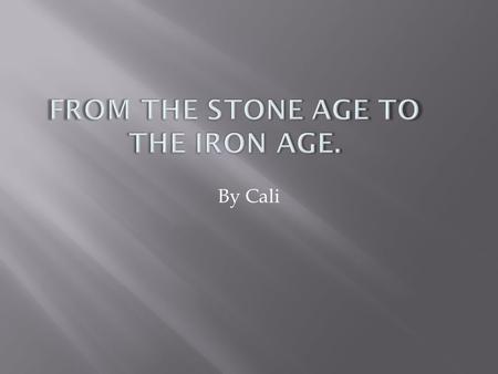 By Cali. This presentation tells you about the stone age to the iron age.