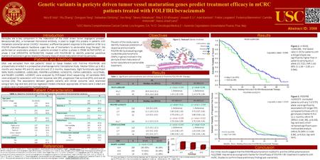 Introduction Patients and Methods Results Conclusion Pericytes are a key component in the maturation of the VEGF driven tumor angiogenic process 1. Bevacizumab.