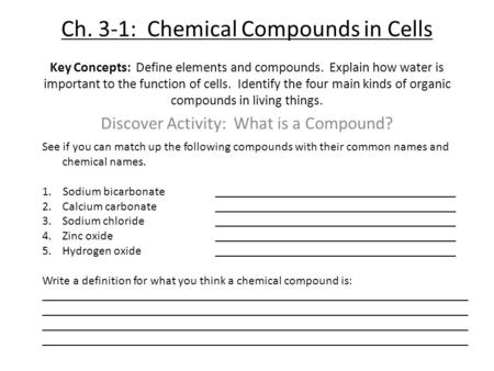 Discover Activity: What is a Compound?