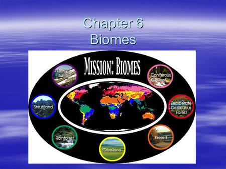Chapter 6 Biomes. Section 1 What is a Biome? Biome  A biome is a large region characterized by a specific type of climate and certain types of plants.